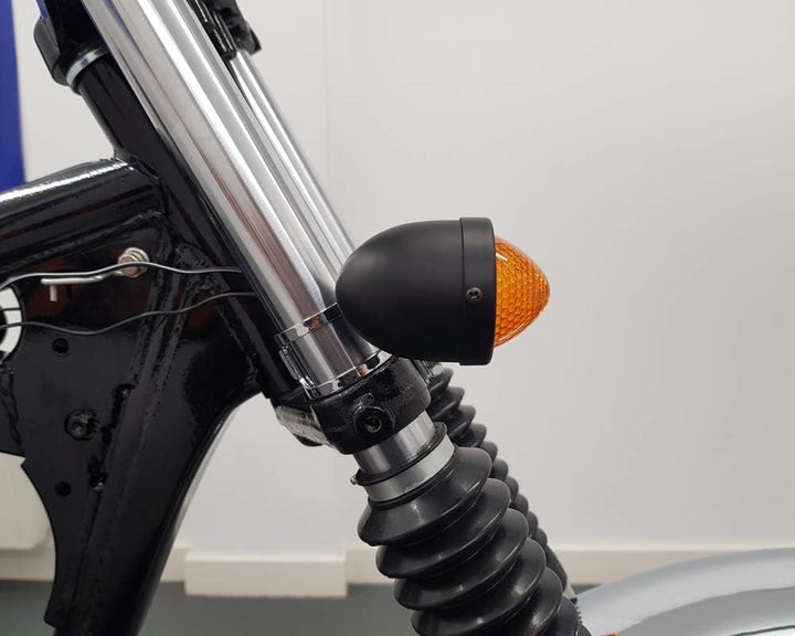 Alchemy Parts Signale Turn Blinker Motorrad Retro Klassiker Custombikes Trikes - Schwarz Metall