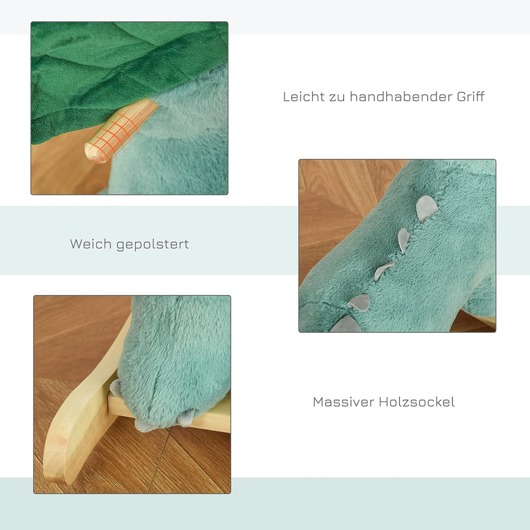HOMCOM Kinder Schaukel Schaukeltier Schaukelpferd Dunkelgrün 64 x 30 x 54 cm Dunkelgrün 64L x 30B x