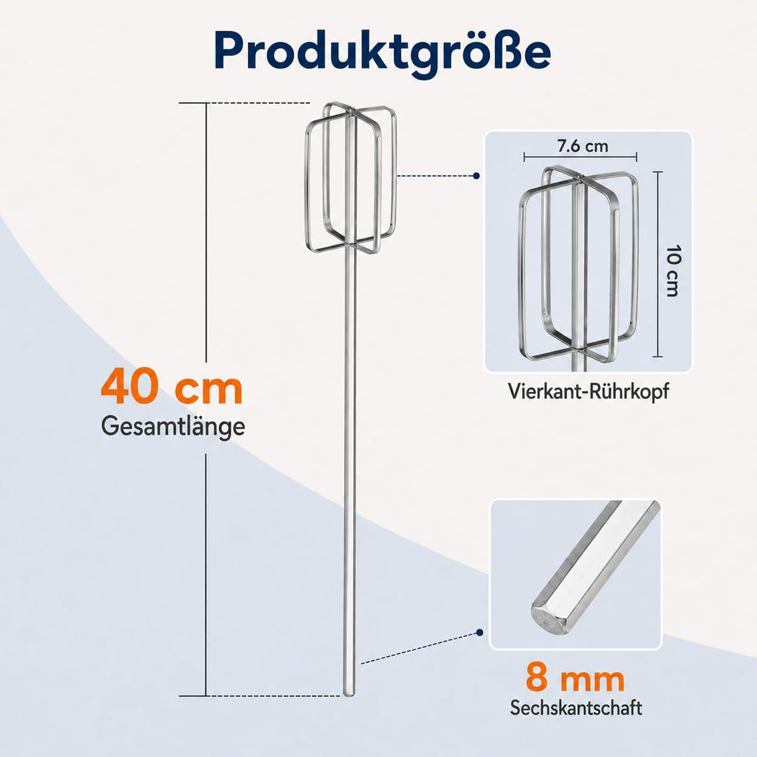 2 Stück 40 cm Edelstahl Rührstab, Lebensmittel Mischaufsatz
