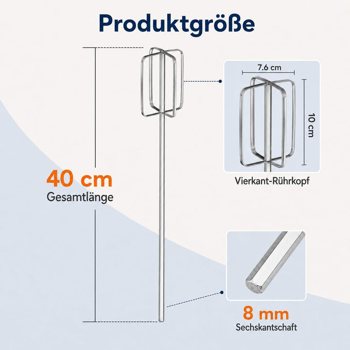 2 Stück 40 cm Edelstahl Rührstab, Lebensmittel Mischaufsatz