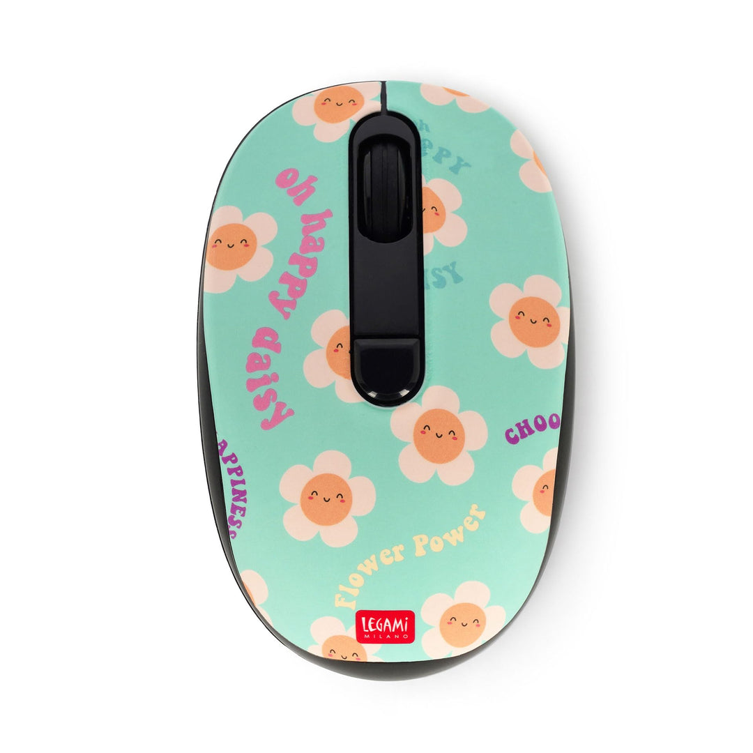 Legami – Kabellose Maus mit ultrakompaktem USB-Empfänger, Daisy, 3 Geschwindigkeitsoptionen, ABS-Mat