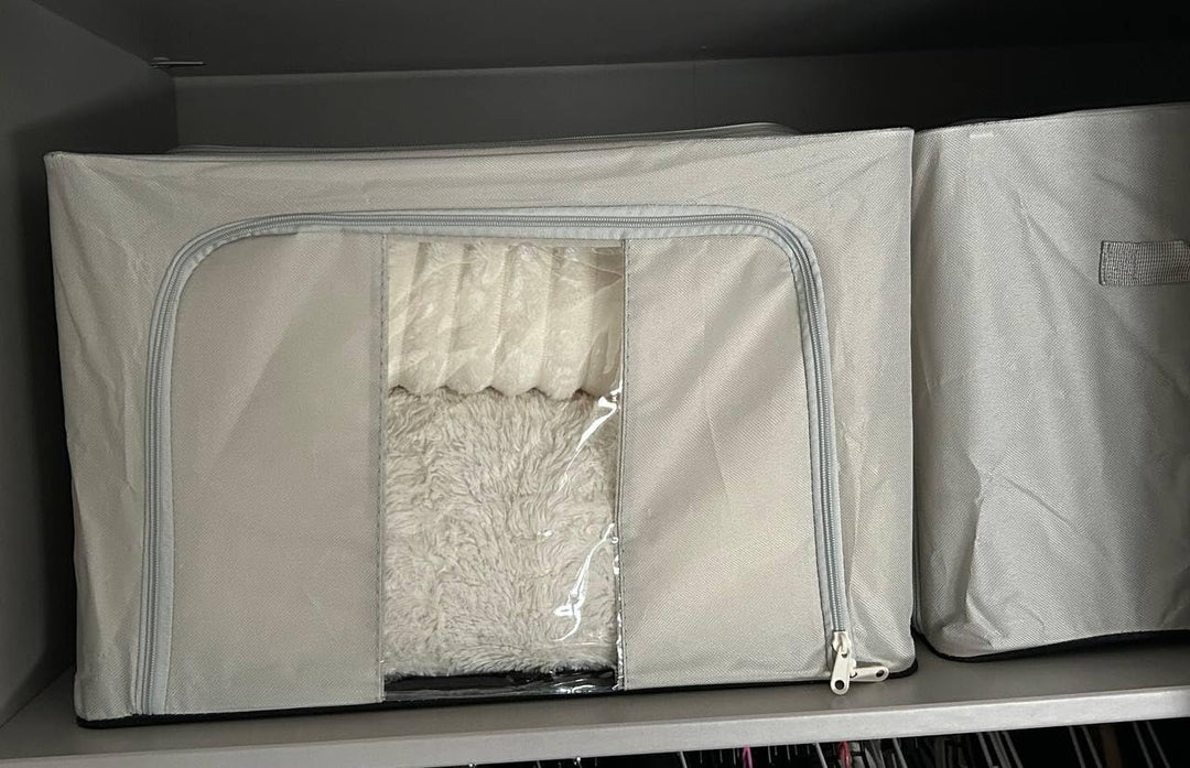Generisch Aufbewahrungsbox faltbar 60L mit Fenster – Kleidung Organizer, Ordnungsbox Kleiderschrank,