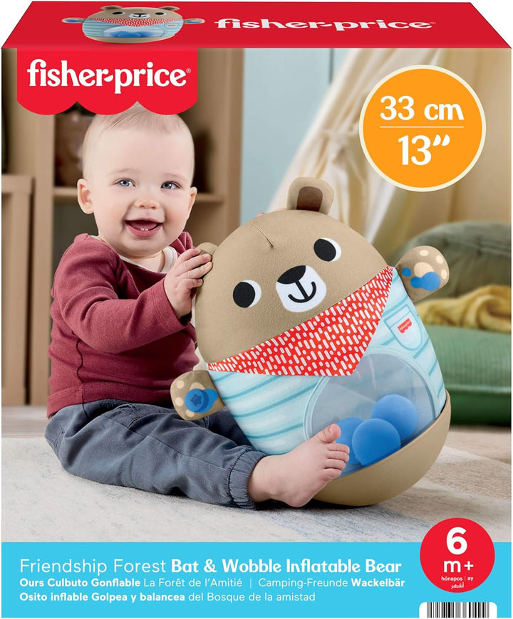 Fisher-Price Babyspielzeug, Camping-Freunde Wackelbär, Wackelspass zur Entwicklung der Grobmotorik f