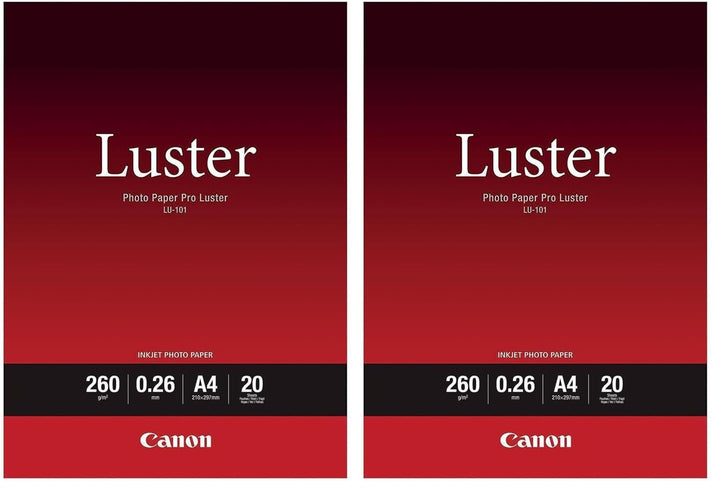 Canon Fotopapier Luster glänzend weiss - (DIN A4 20 Blatt) für Tintenstrahldrucker - PIXMA Drucker 2