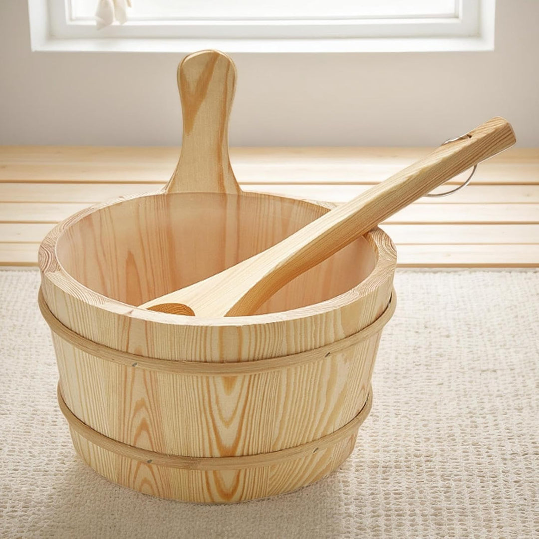 Sauna Wassereimer Und Schöpfkelle | Sauna Holz Eimer Set - Wasserdicht Eimer 4L Saunazubehör Dampfba
