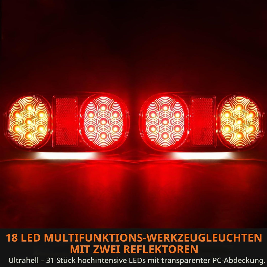 2 Stück LED Anhänger Rücklicht, 12V 24V Rückleuchten, IP67 Wasserdicht mit Brems, Rücklicht, Indikat