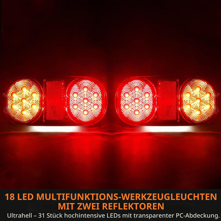 2 Stück LED Anhänger Rücklicht, 12V 24V Rückleuchten, IP67 Wasserdicht mit Brems, Rücklicht, Indikat