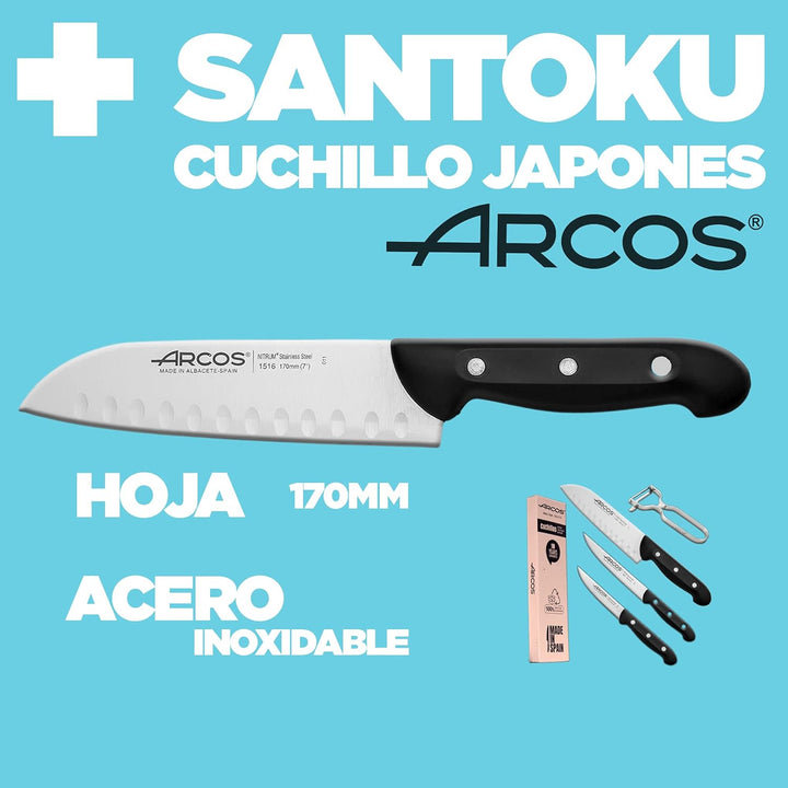 Arcos Professionelles japanisches Messerset | 4-teilig | Gemüsemesser 100 mm + Küche 150 mm + Santok