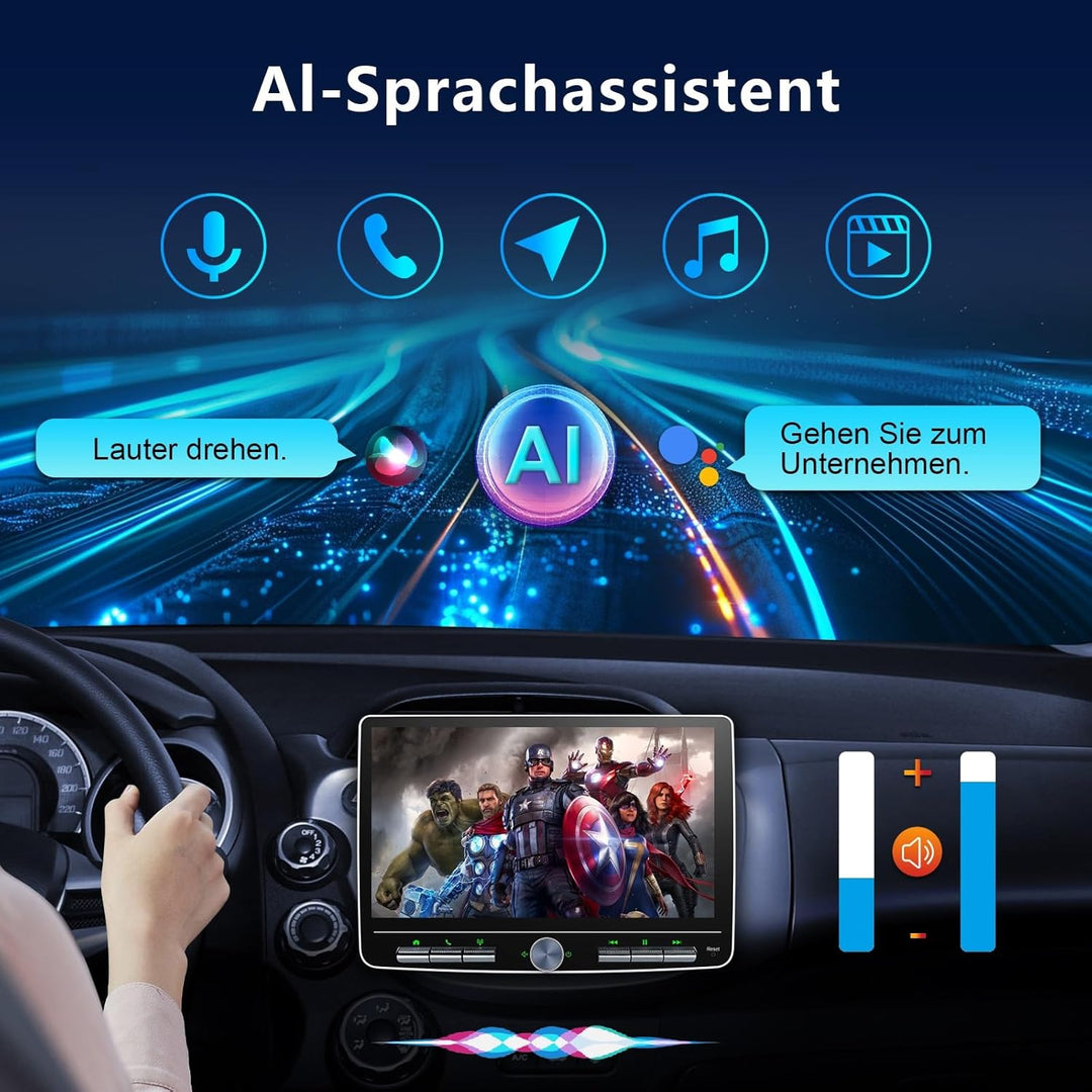Wireless CarPlay Doppel Din Radio mit DAB+ Wireless Android Auto, 10 Zoll Bildschirm Android 12 Auto