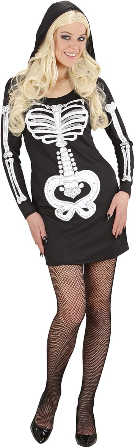 "GLAM SKELETON GIRL" (hooded dress) - (S), S