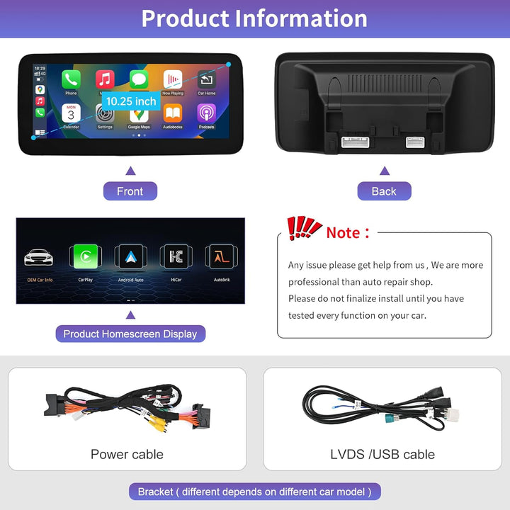 Road Top 10,25 Zoll Autoradio Drahtloses CarPlay Android Auto Touchscreen für Mercedes Benz A/CLA/GL