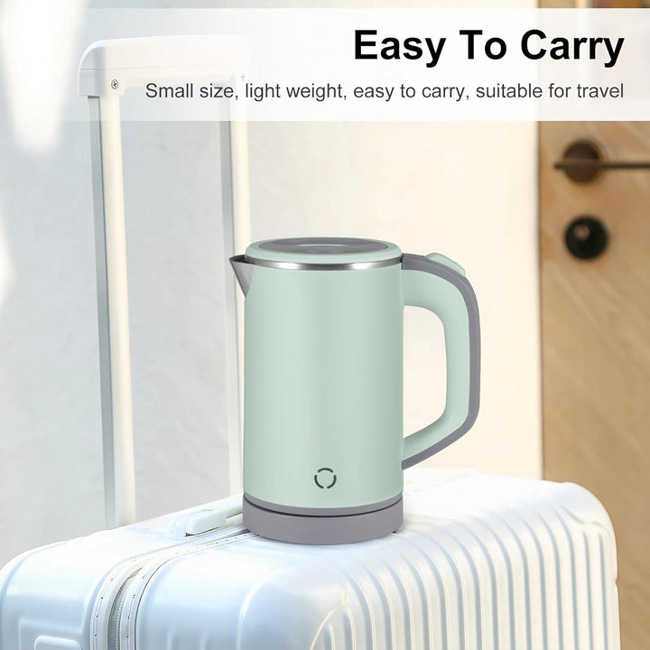Reise Wasserkocher Edelstahl Klein, 0.8L 5 Minuten Schnelles Kochen Elektrischer Wasserkocher, 600W