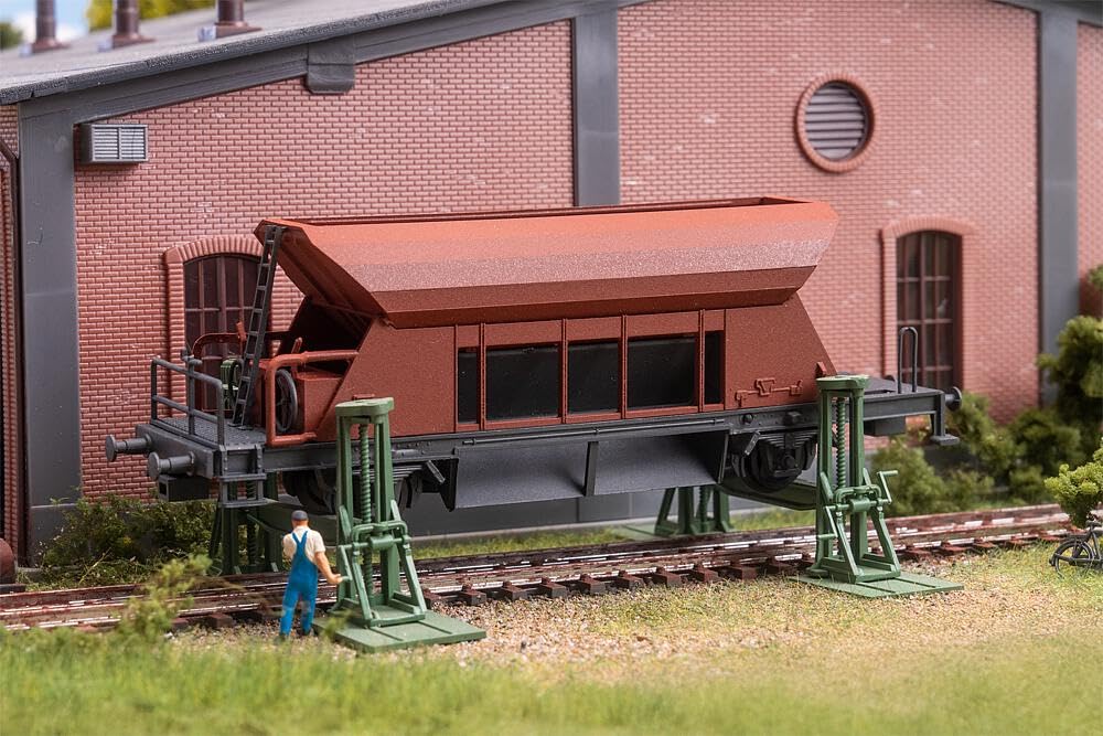Faller 120323-2 Spindelhebeböcke mit aufgebocktem Waggon - Spurweite H0