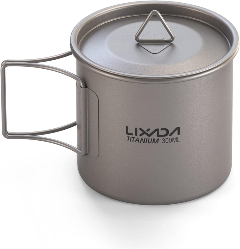 Lixada Titanium Topf Camping Titanium Becher Tragbar Klappgriff Outdoor Tasse Wasser für Picknick Wa