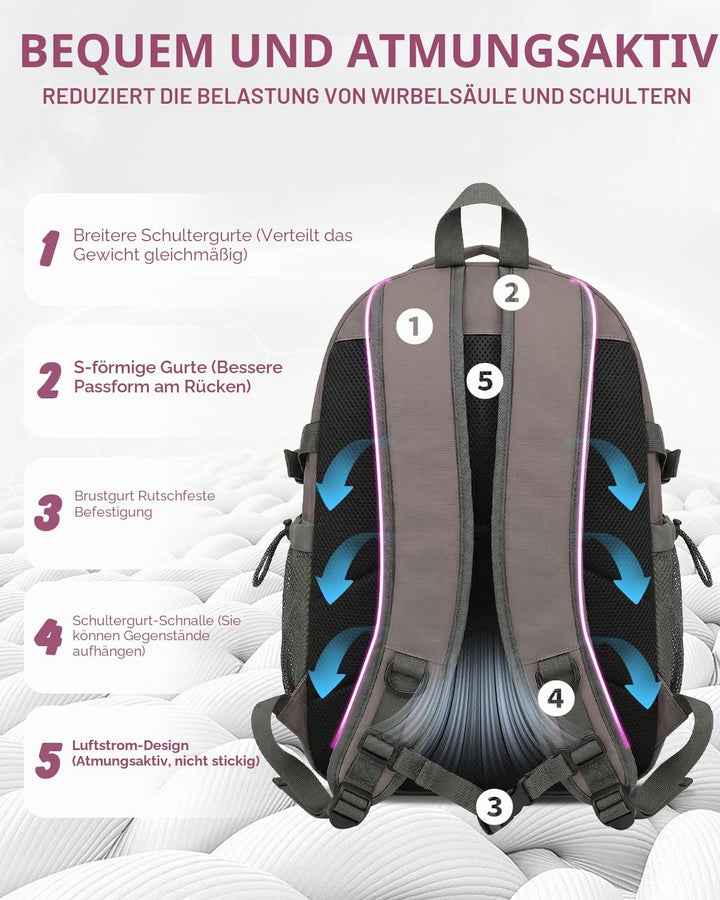Amythe Schulranzen Jungen Teen Reflektierend Wasserdicht Leicht Sport, Lila | Reflektierend Wasserdi