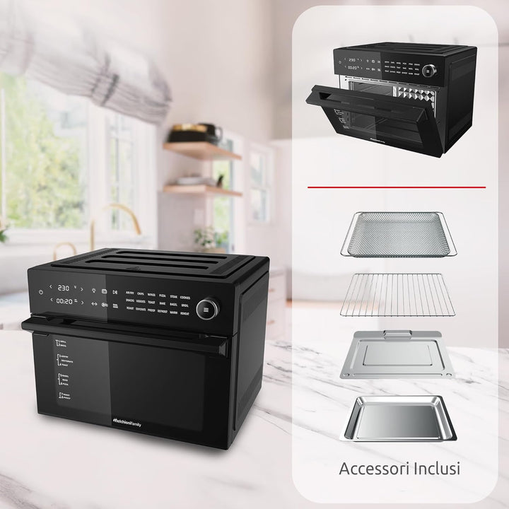Melchioni Family | Heissluftfritteuse mit 30 Liter Kapazität BENEDETTA, Digitales Display, Dual Cook