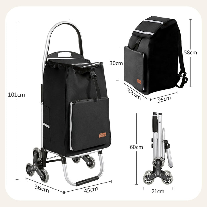 Sekey Einkaufstrolley klappbar, 3-in-1 Einkaufswagen (Einkaufstrolley, Sackkarre & Rucksack), Leicht