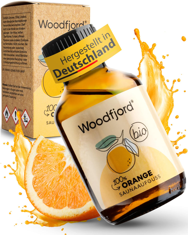 Saunaaufguss Orange BIO 100 ml I Premium Sauna Aufgussmittel für authentische und nachhaltige Saunae