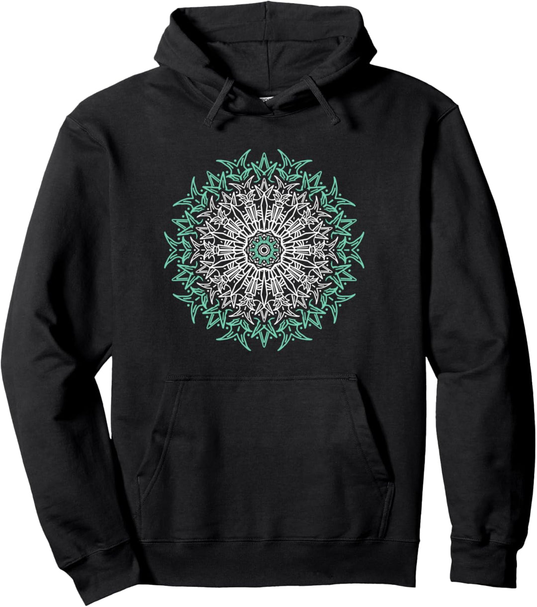 Vintage Exploding Mandala Illustration Zen Graphic Pullover Hoodie