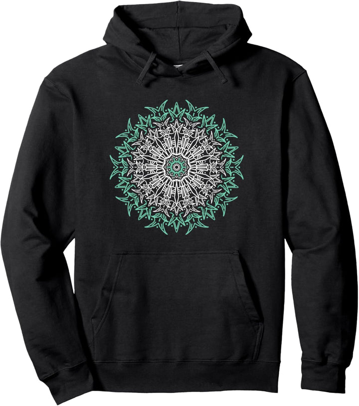 Vintage Exploding Mandala Illustration Zen Graphic Pullover Hoodie