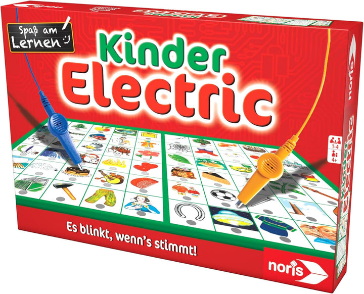 Noris Kinder Electric Lernspiel – Zuordnungsspiel mit Lichtsignal bei richtiger Antwort, 12 Bildtafe