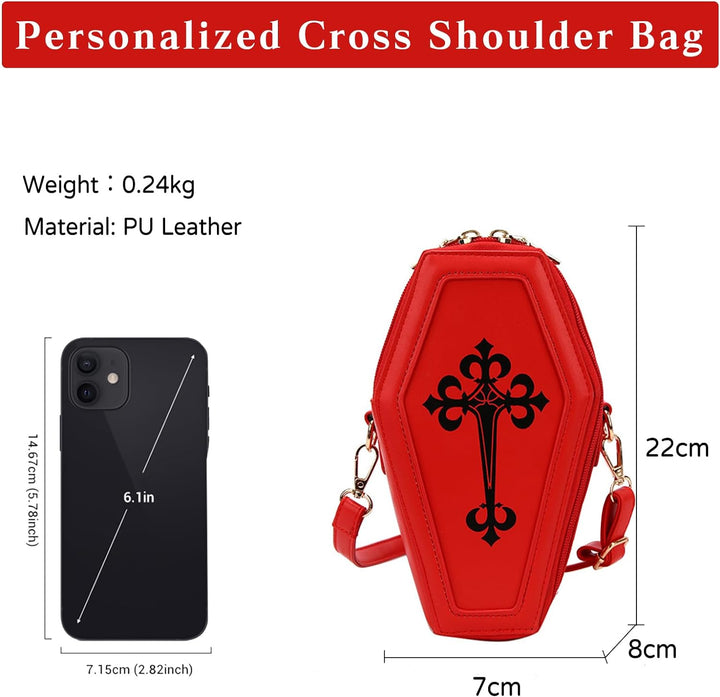 PORRASSO Gothic Sarg Umhängetasche Damen Schultertasche Crossbody Bag Messenger-Tasche für Halloween