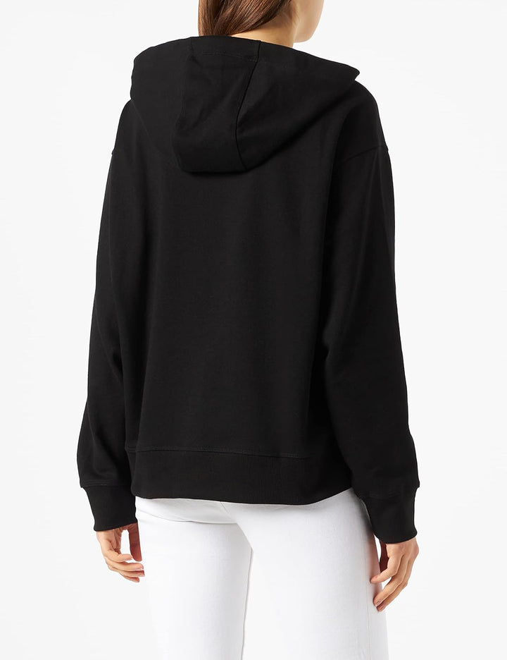 DKNY Damen Sport Women's Layered Shadow Logo Pull Over Hoodie Shirt XS Schwarz, XS Schwarz