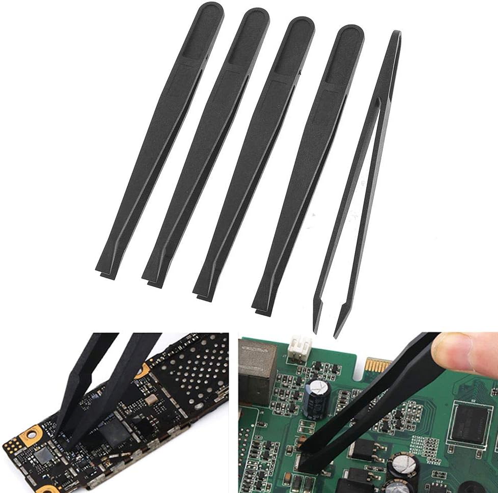 Pinzetten aus Kunststoff, abgeschrägte flache Spitze, antistatisch, für Elektronik, Schmuckherstellu