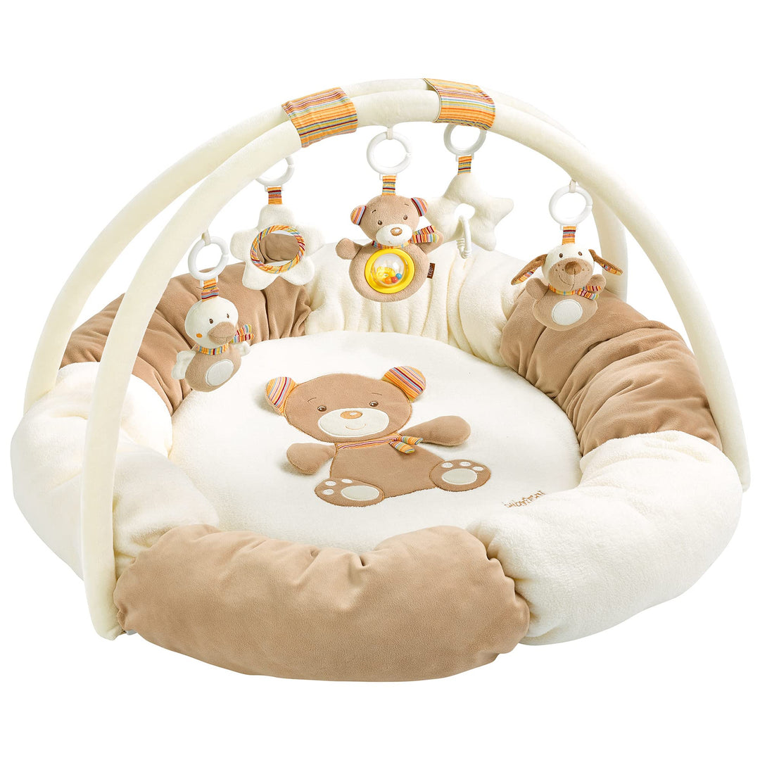 Fehn 160963 3-D-Activity-Nest Rainbow / Besonders weicher Spielbogen mit 5 abnehmbaren Spielzeugen f