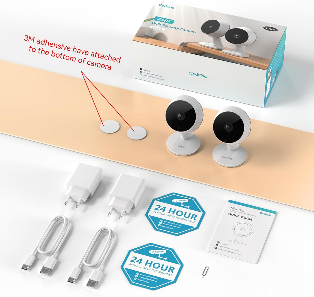 Codnida 2Pcs Überwachungskamera Innen WLAN IP Kamera Überwachung Kamera für Baby/Haustier Mit Bewegu