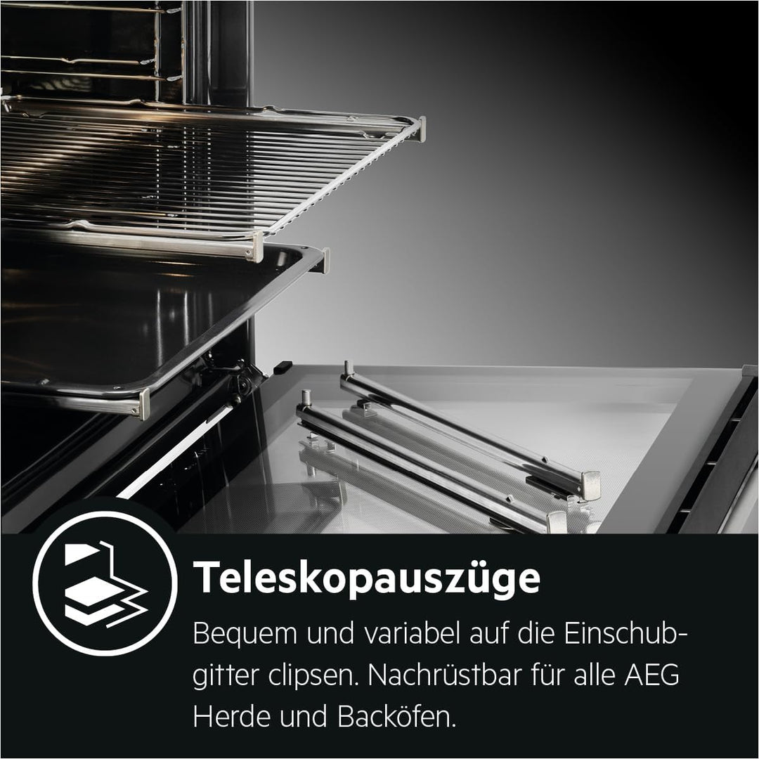 AEG Standherd mit Glaskeramik-Kochfeld, 50cm, A, 1 Paar Teleskopschienen, Bräterzone, Mehrkreiskochz