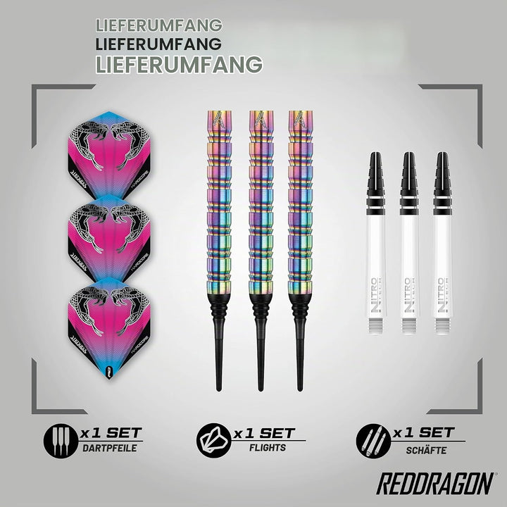 RED DRAGON Peter Wright Snakebite 1 Profi Dartpfeile Tungsten Darts Set mit Flights und Schäfte 18.0