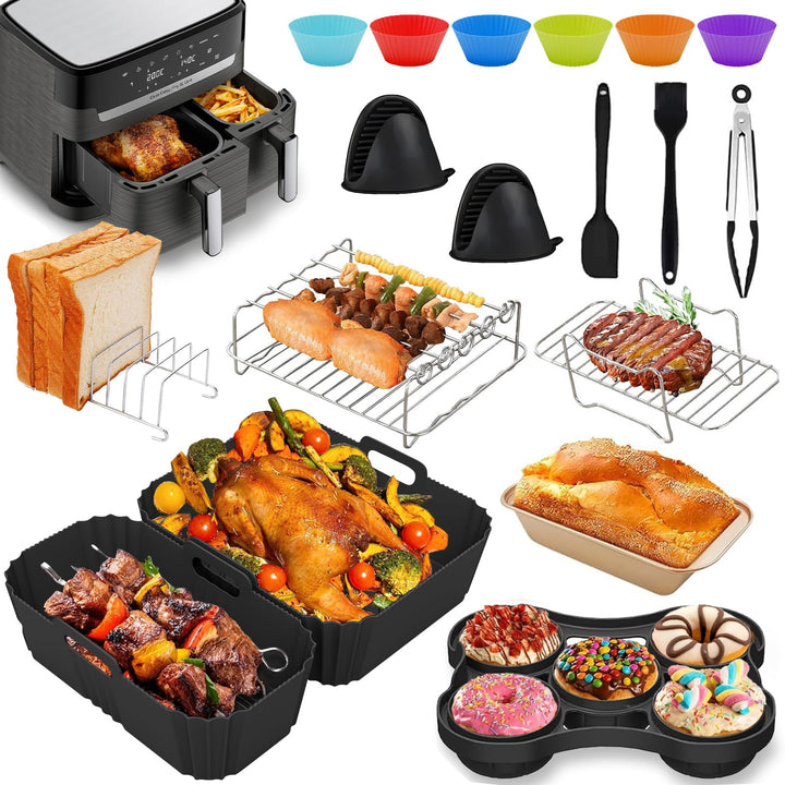 Heissluftfritteuse Zubehör für Tefal EY9018 Dual Easy Fry 5,2/3,1L, 18 PCS Airfryer Zubehör für Tefa