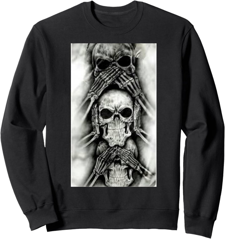 Cooles Totenkopf-Design "See No Evil Hear No Evil Speak No Evil" Sweatshirt