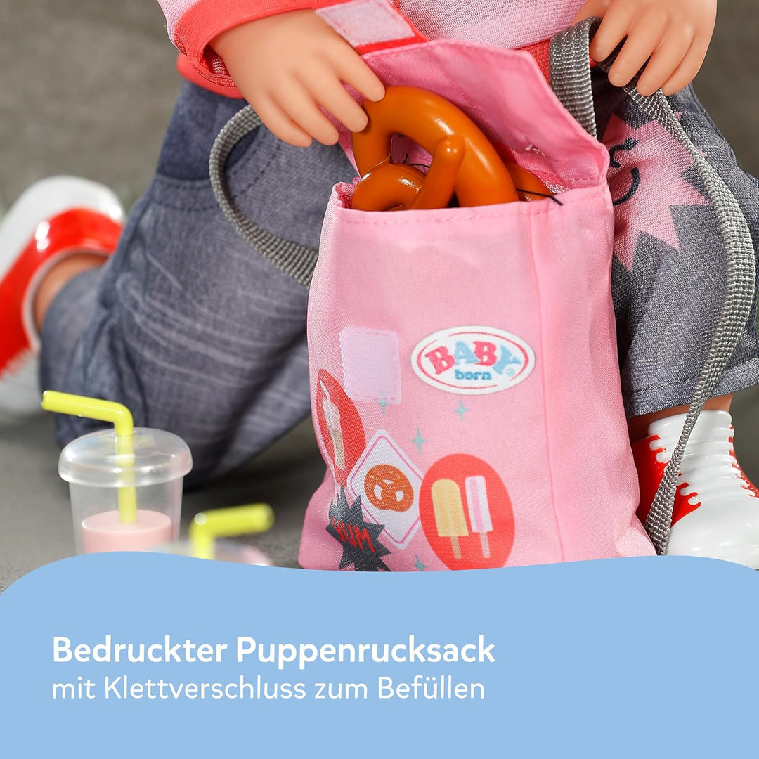 Baby Born Snack Shop Outfit mit Cap, Schuhen und Rucksack für 43cm Puppen
