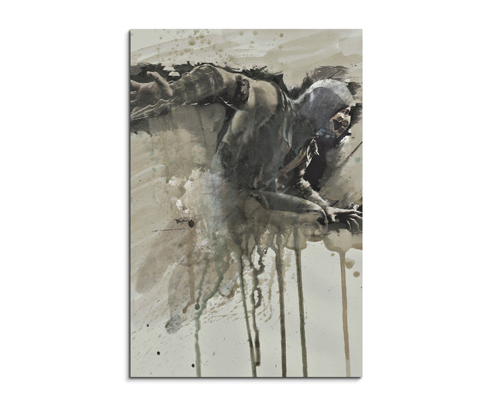 Paul Sinus Art Mortal Kombat X Scorpion 90x60cm Wandbild Aquarell Kunstbild Malerei Leinwandbild Fot