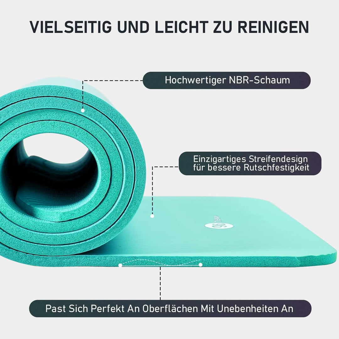 TASHIDROLMA Yoga Matte Dicker, NBR Yogamatte Rutschfest Mit Tragegurt, Für Gymnastikmatte, Fitnessma