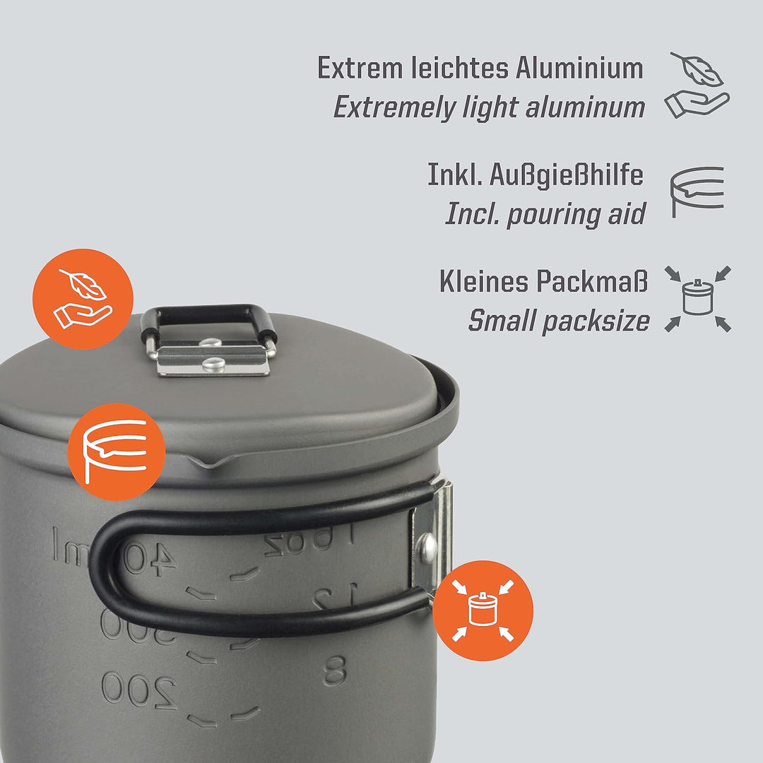Esbit Outdoor Kochtopf 625 ml - Camping Topf aus hartanodisiertem Aluminium - inkl. Deckel mit prakt