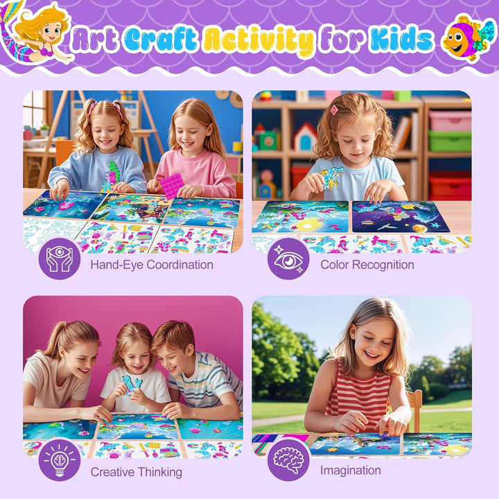 Lustiges Folien-Kunst-Set für Kinder, Meerjungfrau und Prinzessin, Folienkunst für Kinder, Kunst-Bas