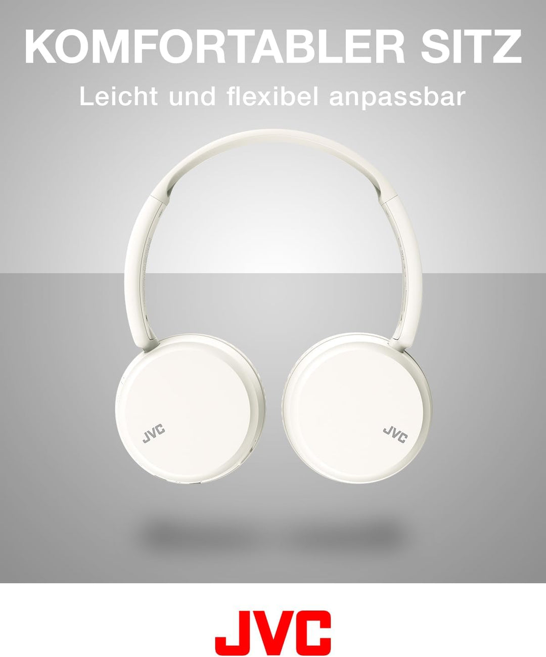 JVC HA-Z37W-W - Bluetooth On-Ear-Kopfhörer, Tiefbass, 3 Klangmodi (Bass/Klar/Normal), 35 Stunden Akk