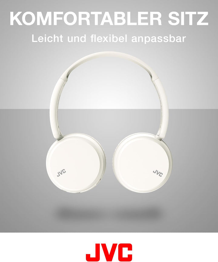 JVC HA-Z37W-W - Bluetooth On-Ear-Kopfhörer, Tiefbass, 3 Klangmodi (Bass/Klar/Normal), 35 Stunden Akk