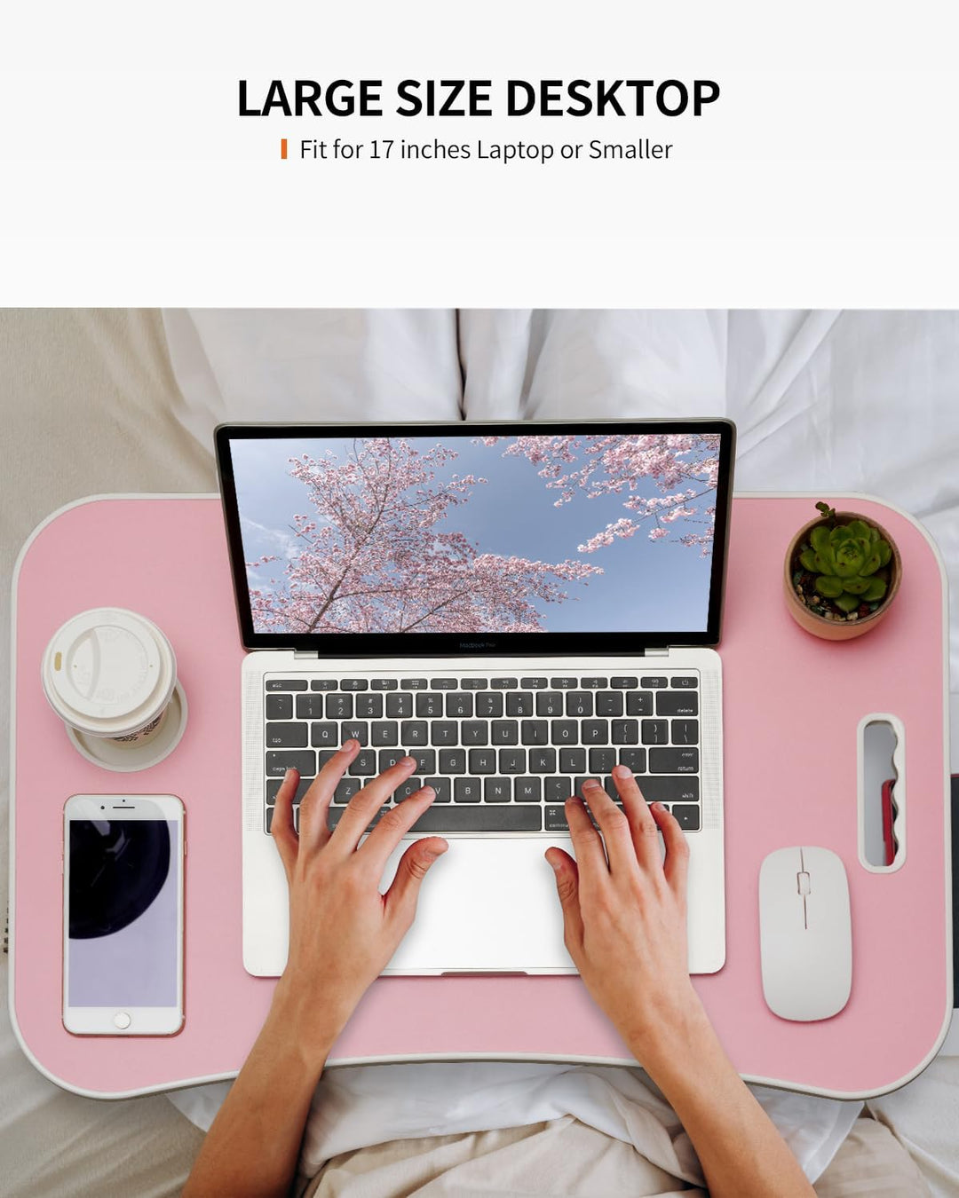 Faltbarer Laptoptisch, tragbarer Schossschreibtisch, Betttisch, Laptopständer mit Getränkehalter & T