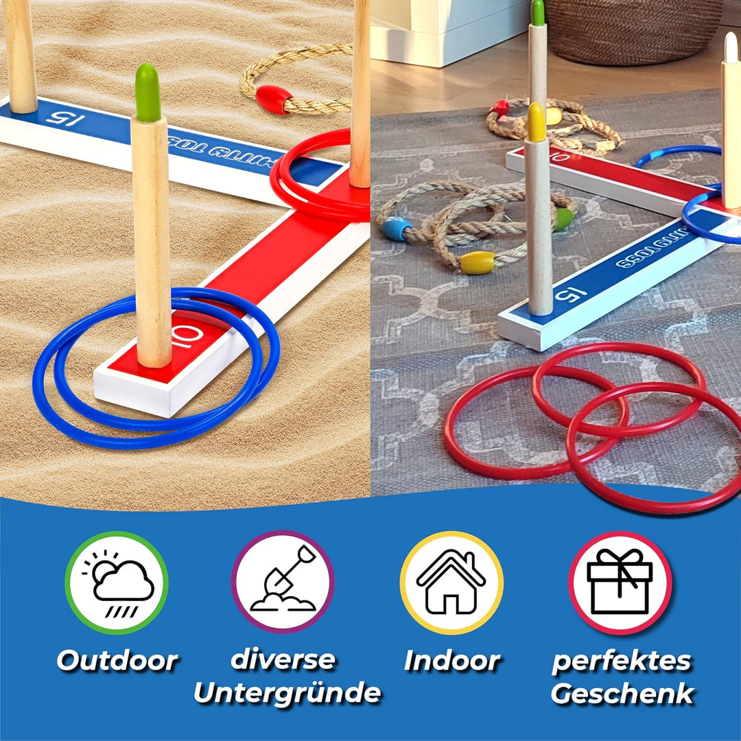 Toyfel XXL Mitty Toss Wurfspiel für Innen- und Aussenbereich, für Erwachsene und Kinder mit 15 Ringe