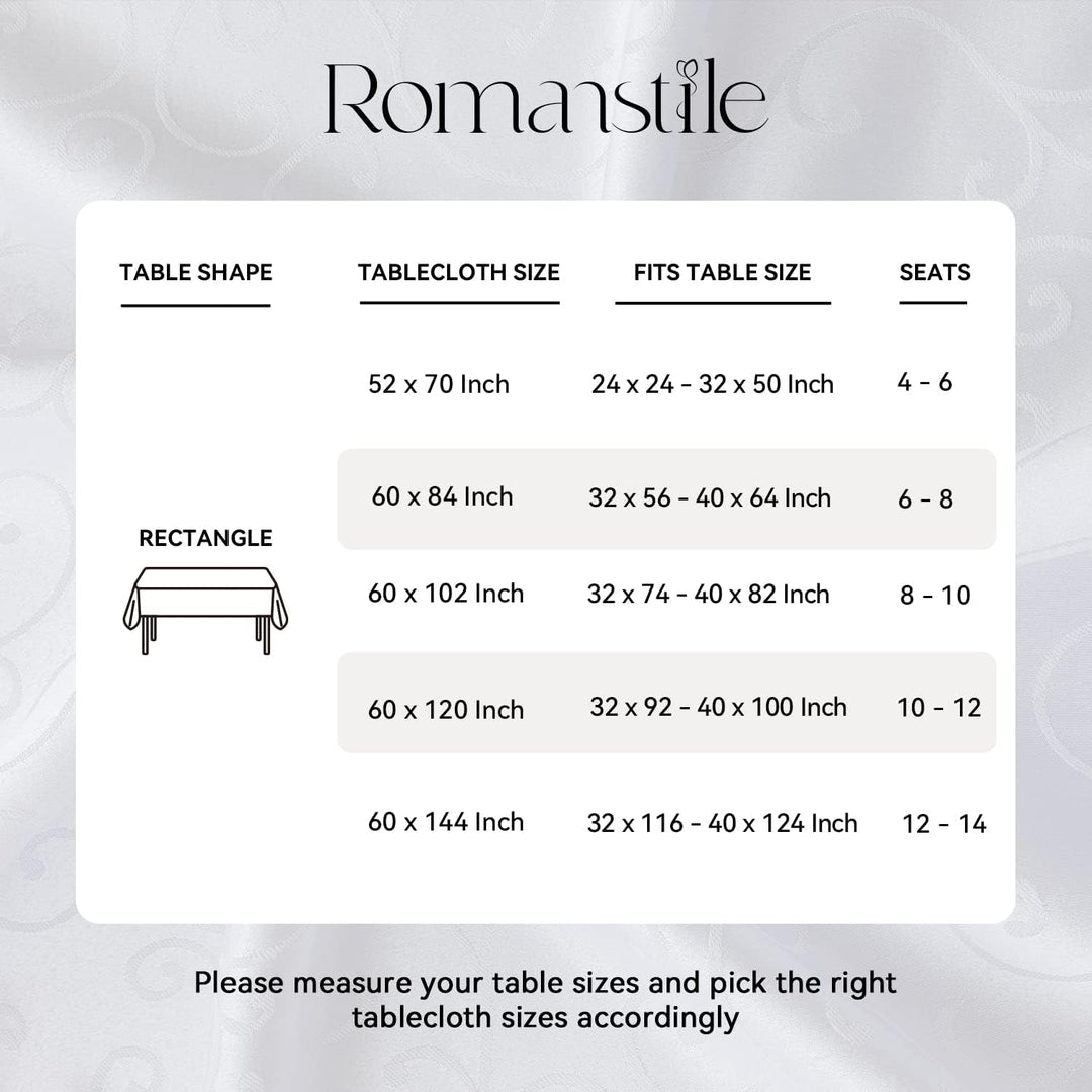 Romanstile Grosse Weisse Tischdecke 300x150 cm Elegante abwaschbare rechteckige Wasserabweisende Dam