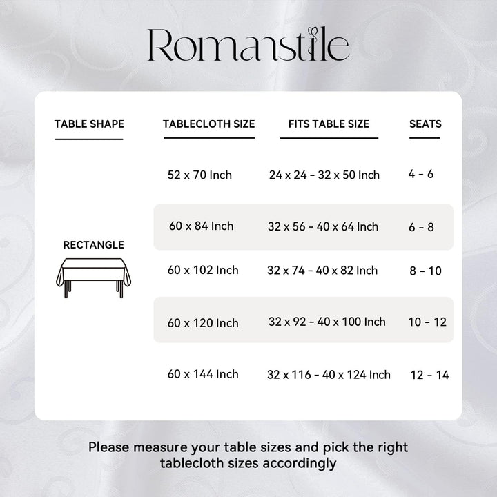 Romanstile Grosse Weisse Tischdecke 300x150 cm Elegante abwaschbare rechteckige Wasserabweisende Dam