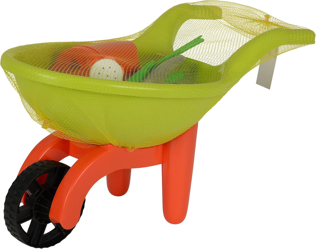 Simba 107137758 - Schubkarre mit Gartenwerkzeug, 9 Teile, Länge 49cm, Sandkasten, Sandspielzeug