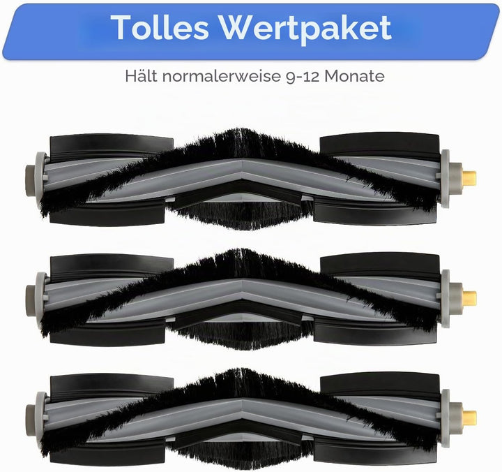(3 Stück) Walzenbürste kompatibel mit ECOVACS DEEBOT X1/ X1 Omni/ X1 Turbo/ X1 PRO OMNI/ T10/ T10 Pl