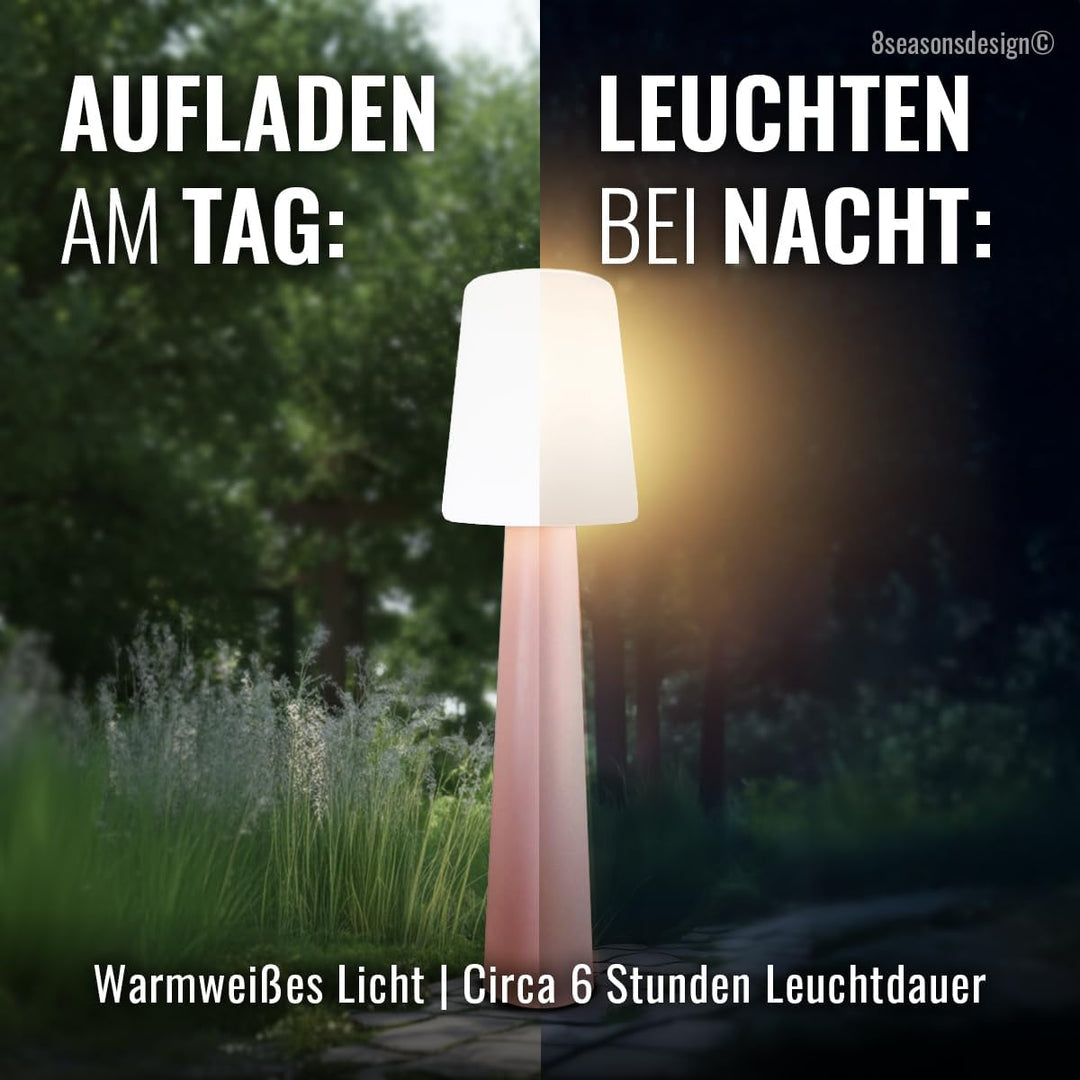 8 seasons design Solar LED Stehlampe No. 1-160cm gross (Rosa), warmweisses Licht, Solarlampe mit Däm