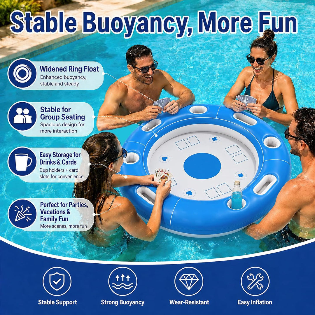 Schwimmender Spieltisch, Schwimmender Kartentisch für Pool, Aufblasbarer Kartentisch Wasser, Aufblas