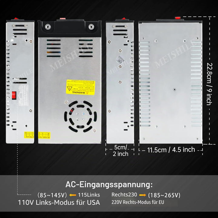 Schalternetzteil DC 12V 50A 600W DIY Clips Taster Trafo 230V AC auf DC Netzteil 12Volt Transformator